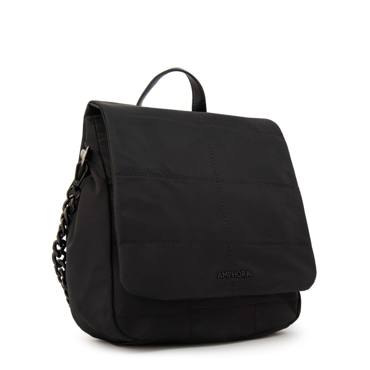 AMPHORA - Mochila con tapa tatiana pequeña negro