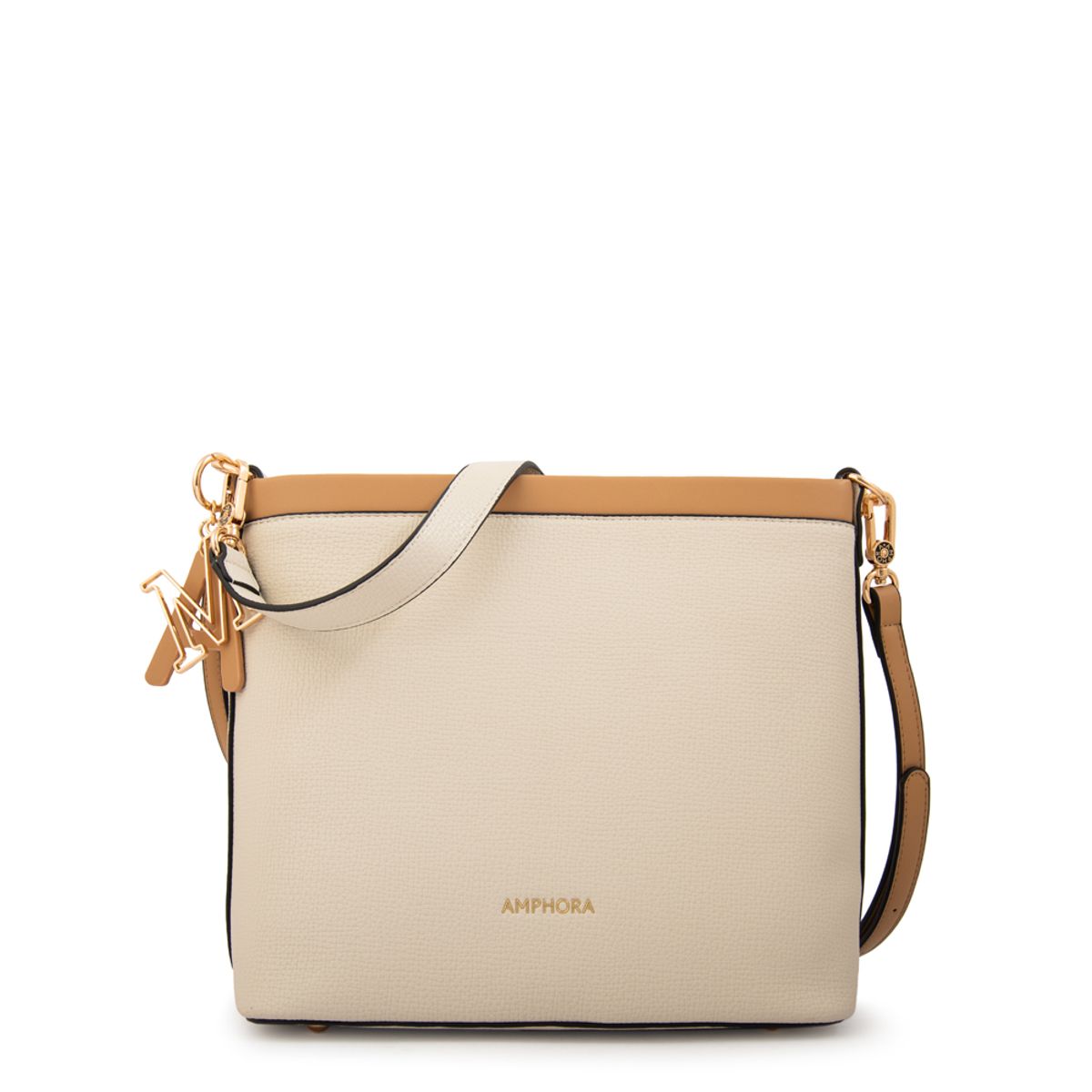 AMPHORA - Cartera bandolera alegra grande blanco crudo