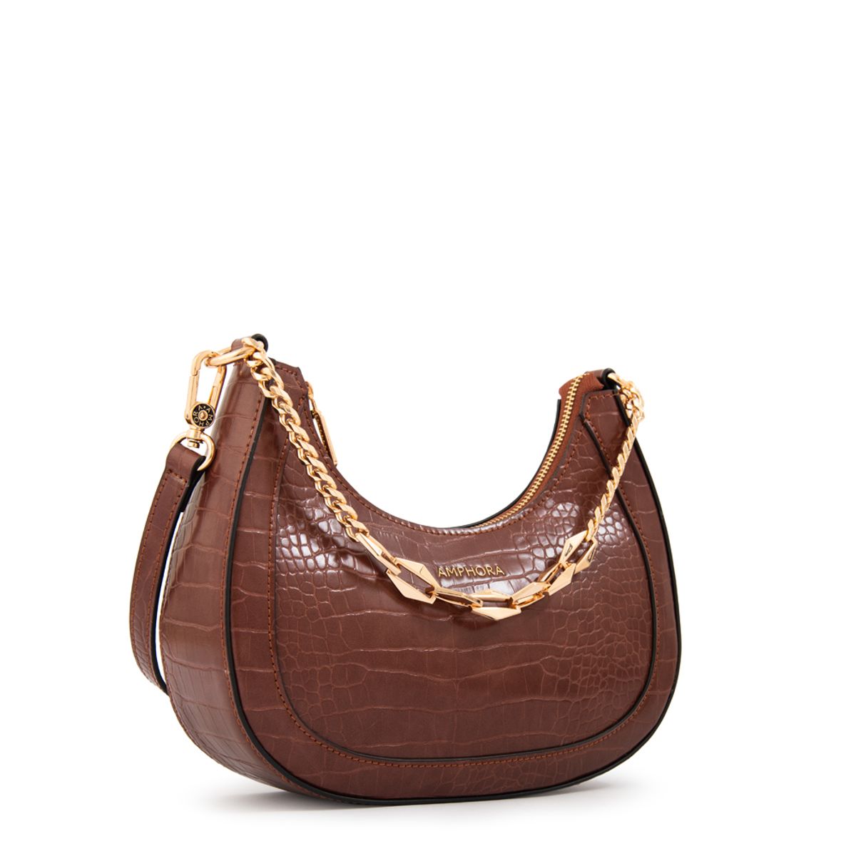 AMPHORA - Cartera corte oval vanity mediana café