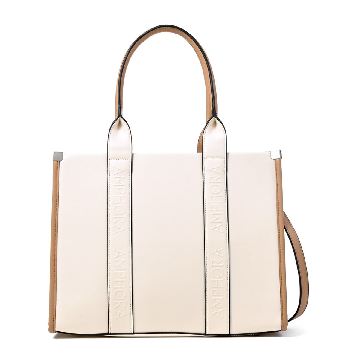 AMPHORA - Cartera tote magdalena grande blanco crudo