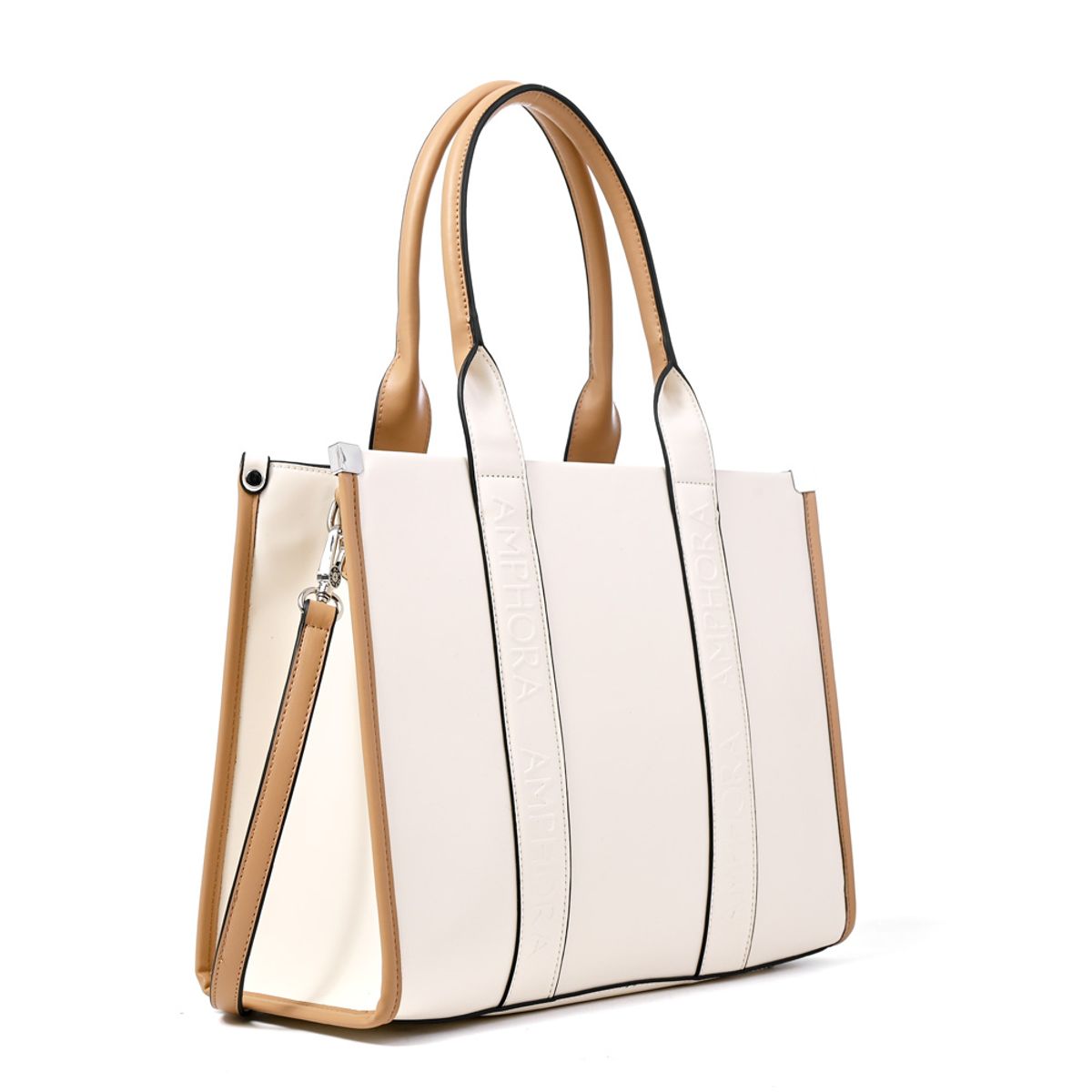AMPHORA - Cartera tote magdalena grande blanco crudo
