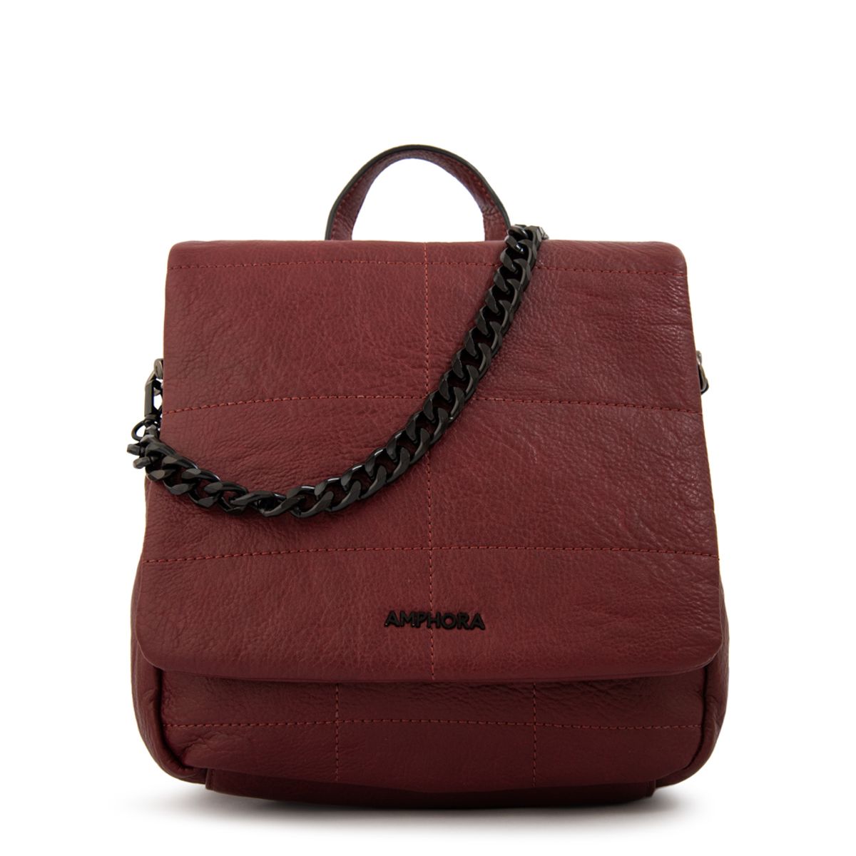 AMPHORA - Mochila con tapa tatiana pequeña burdeo