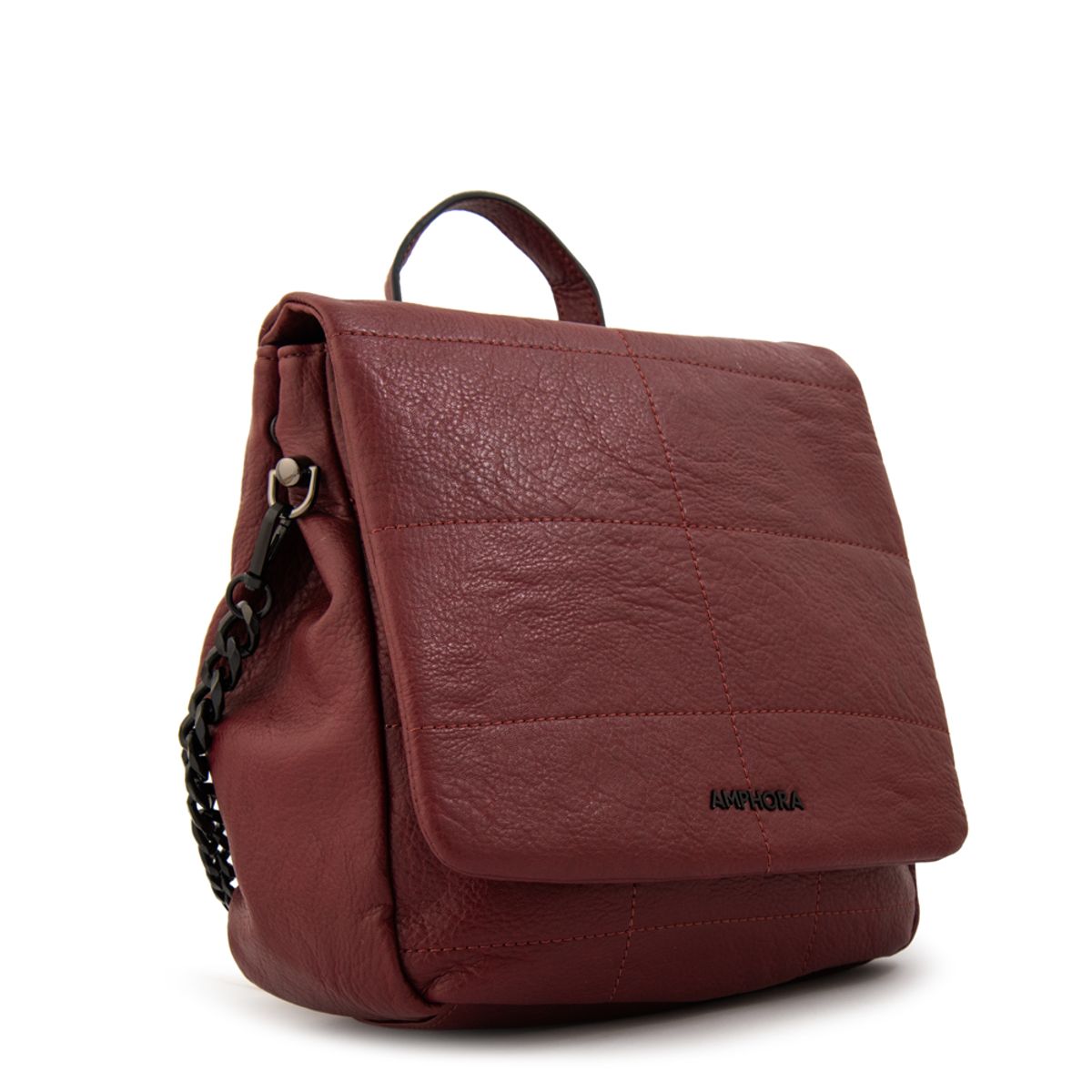 AMPHORA - Mochila con tapa tatiana pequeña burdeo