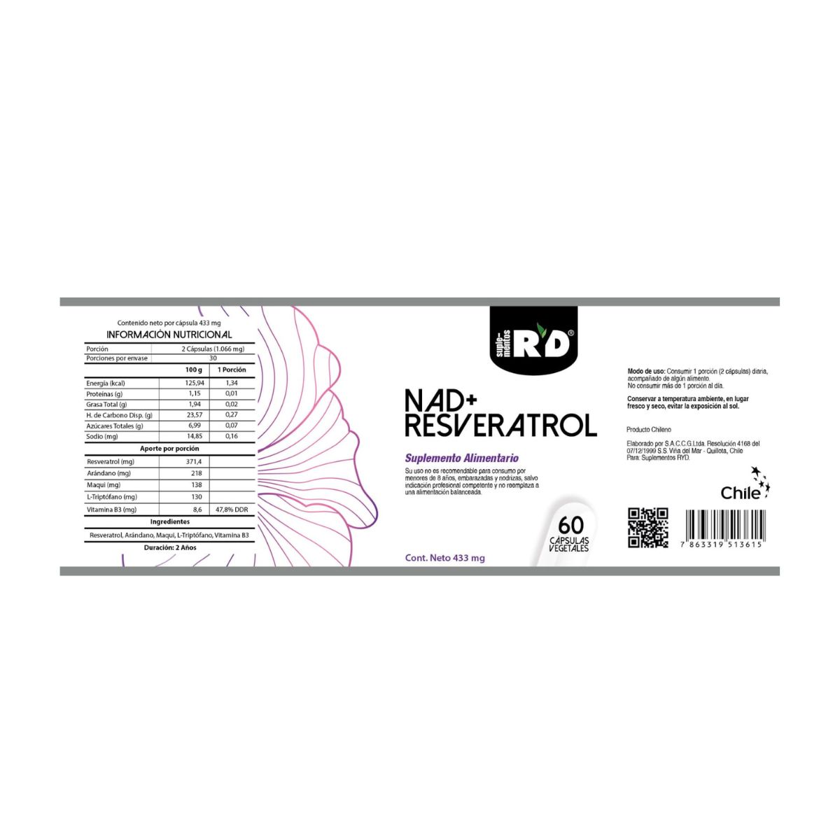 GENERICO - NAD+ Resveratrol 60 cápsulas RYD