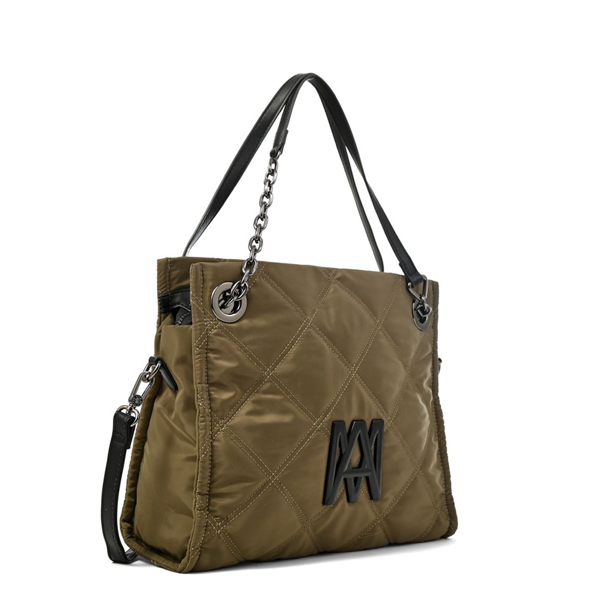 AMPHORA - Cartera tote lexi grande verde oliva