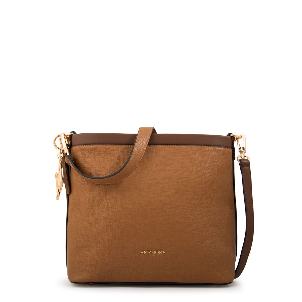 AMPHORA - Cartera bandolera alegra grande camel