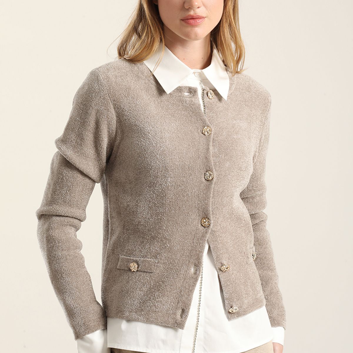 LIOLA - Cardigan Punto, Boton Fantasia, Topo Liola