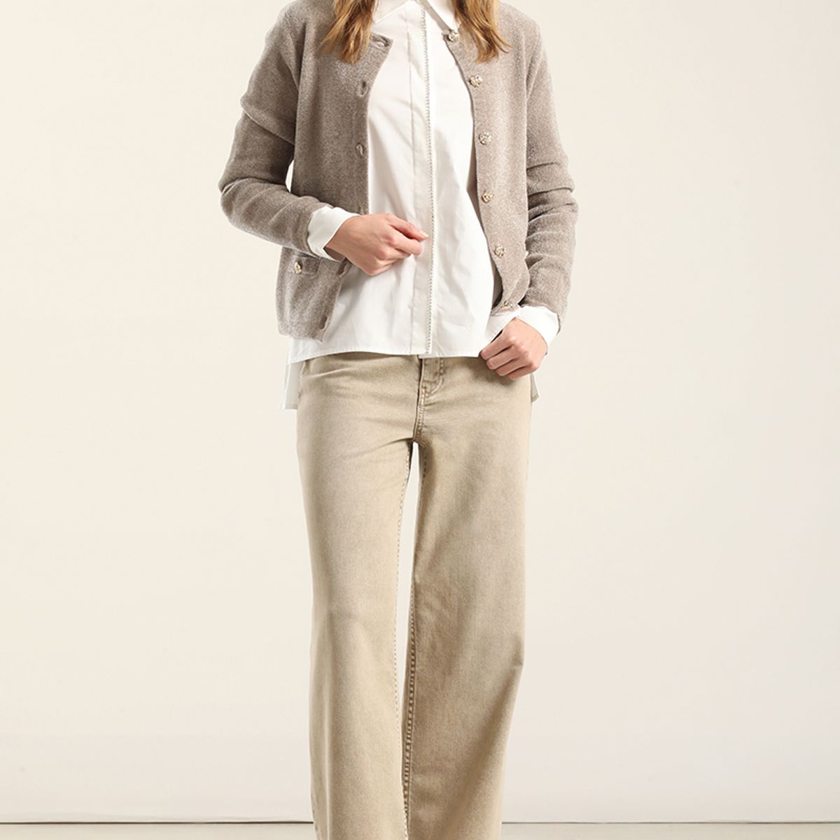 LIOLA - Cardigan Punto, Boton Fantasia, Topo Liola