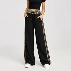 AGW - Pantalón Palazzo Buzo Algodón Animal Print Oversize Elasticados Wide Leg