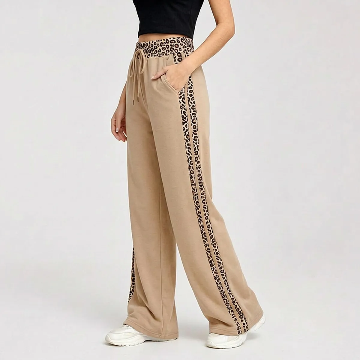 AGW - Pantalón Palazzo Buzo Algodón Animal Print Oversize Elasticados Wide Leg