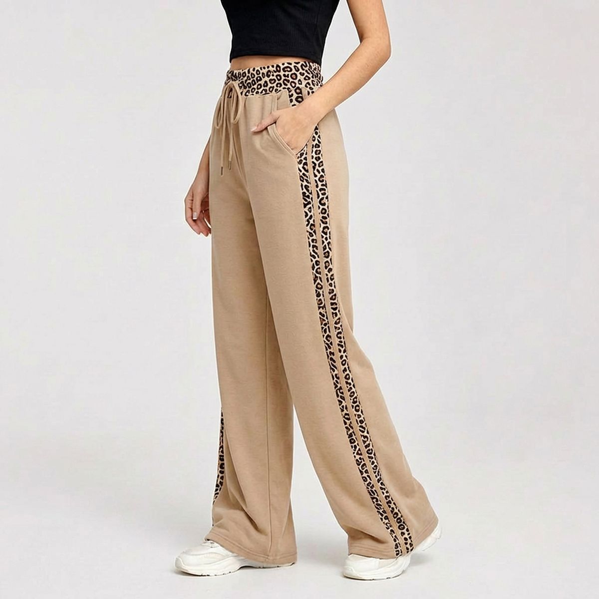 AGW - Pantalón Palazzo Buzo Algodón Animal Print Oversize Elasticados Wide Leg