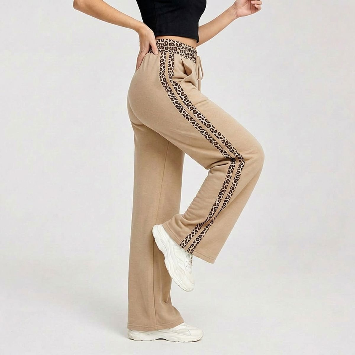 AGW - Pantalón Palazzo Buzo Algodón Animal Print Oversize Elasticados Wide Leg