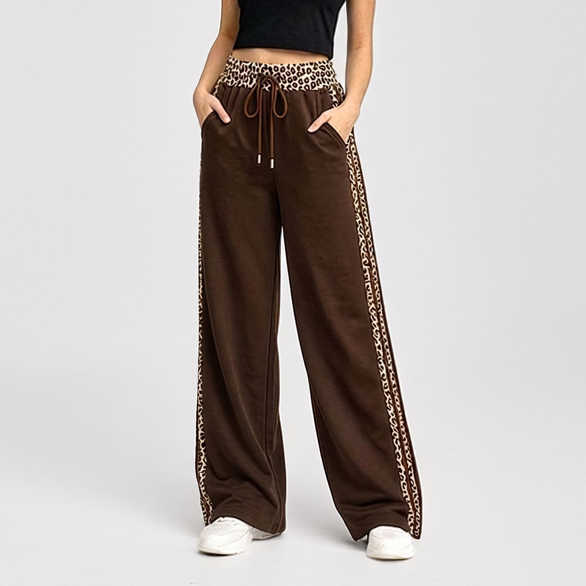 AGW - Pantalón Palazzo Buzo Algodón Animal Print Oversize Elasticados Wide Leg