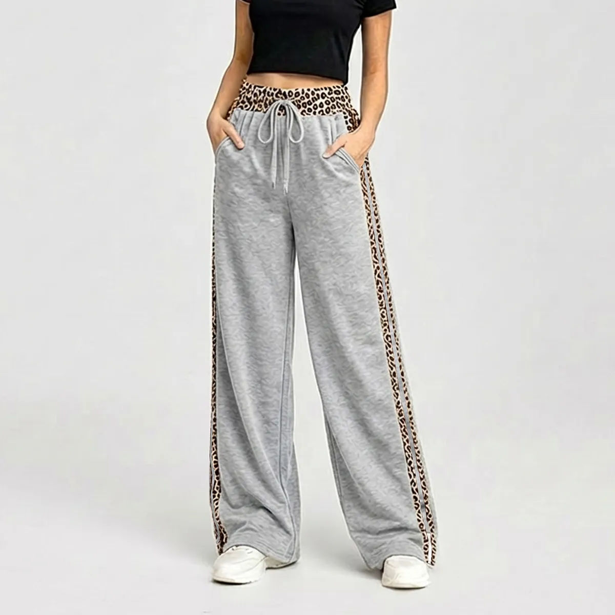 AGW - Pantalón Palazzo Buzo Algodón Animal Print Oversize Elasticados Wide Leg