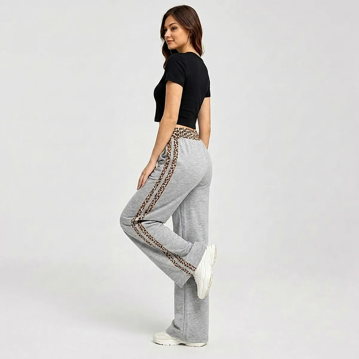 AGW - Pantalón Palazzo Buzo Algodón Animal Print Oversize Elasticados Wide Leg