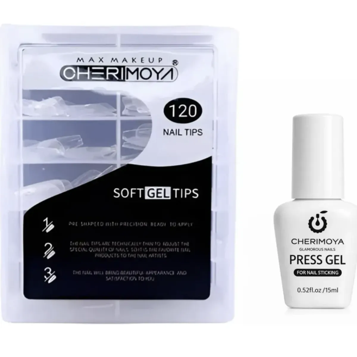 GENERICO - Kit Soft Gel Liquido + Tips Soft Gel Cherimoya Kit Squoval