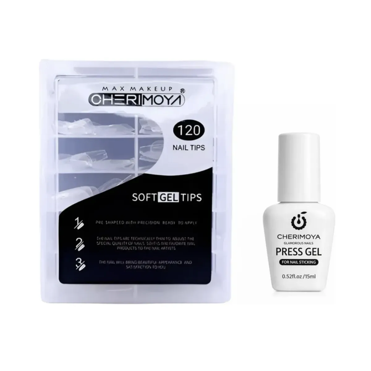 GENERICO - Kit Soft Gel Liquido + Tips Soft Gel Cherimoya Kit Squoval