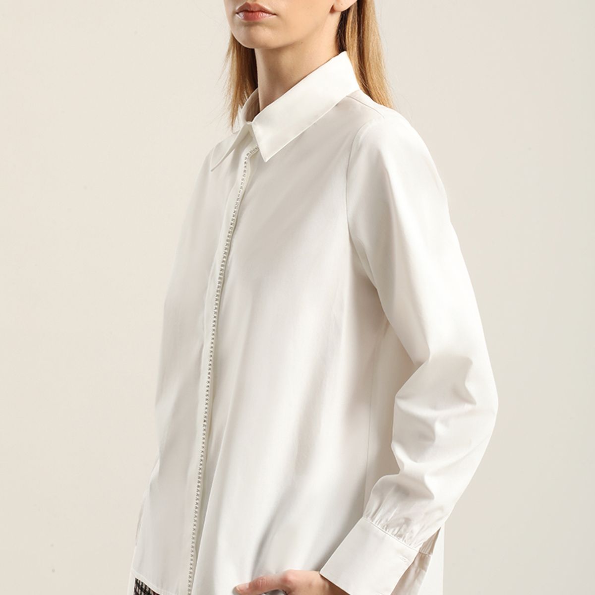 LIOLA - Camisa Poplin Strass, Crudo Liola