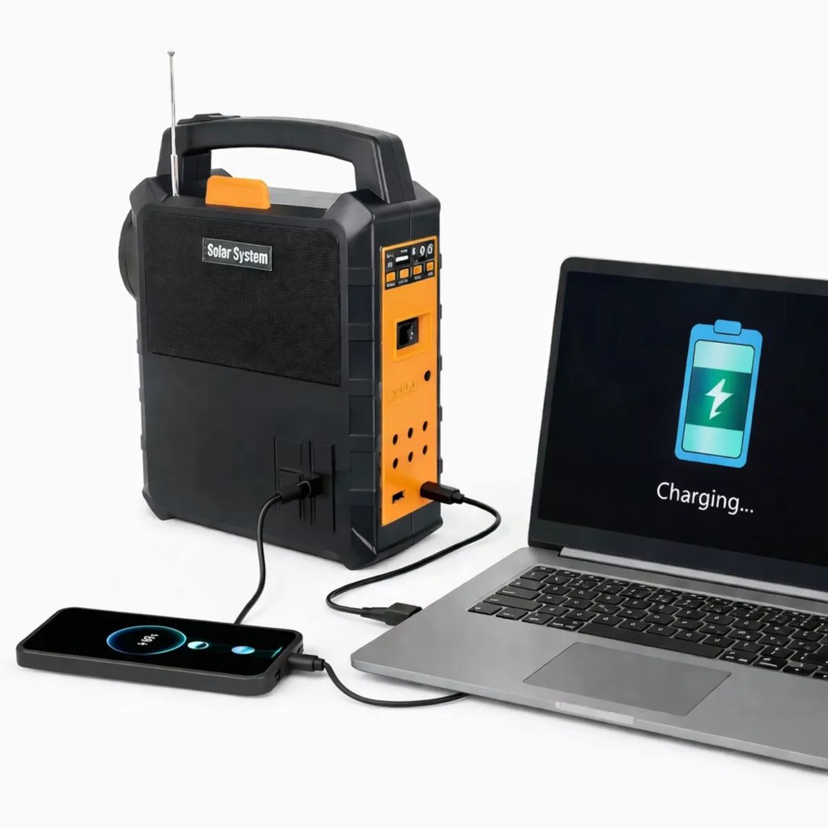 MOVI - Kit Solar de Emergencia Portátil con 50 horas de autonomía (Linterna, Radio y Cargador USB)