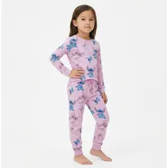 DISNEY - Pijama Largo Niña Stitch & Angel Rosado