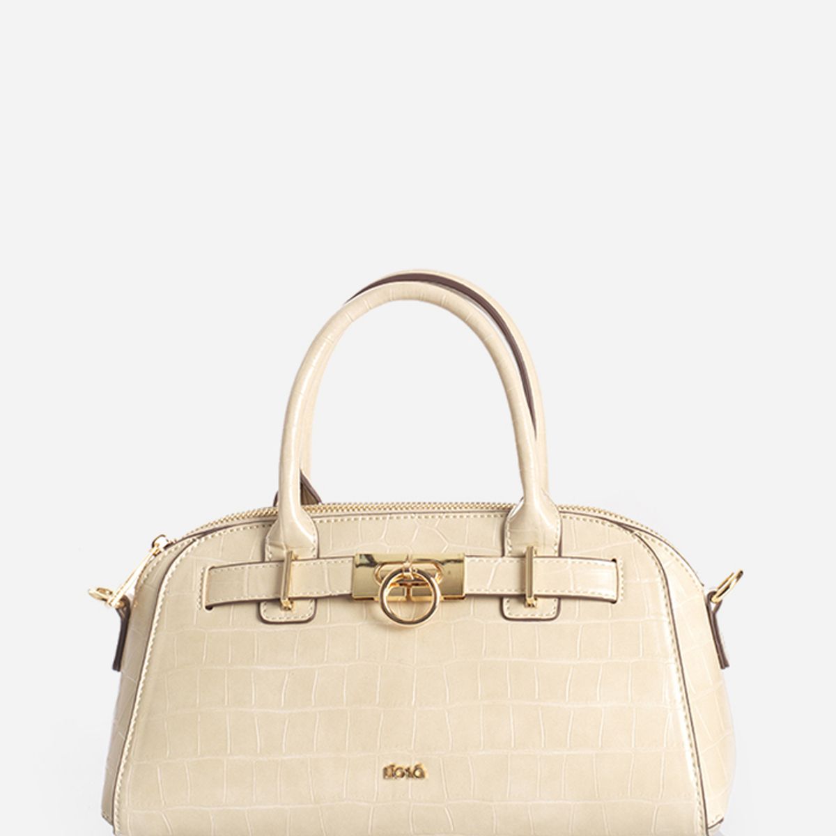 LIOLA - Cartera Mediana, Simil Crocco, Beige Liola