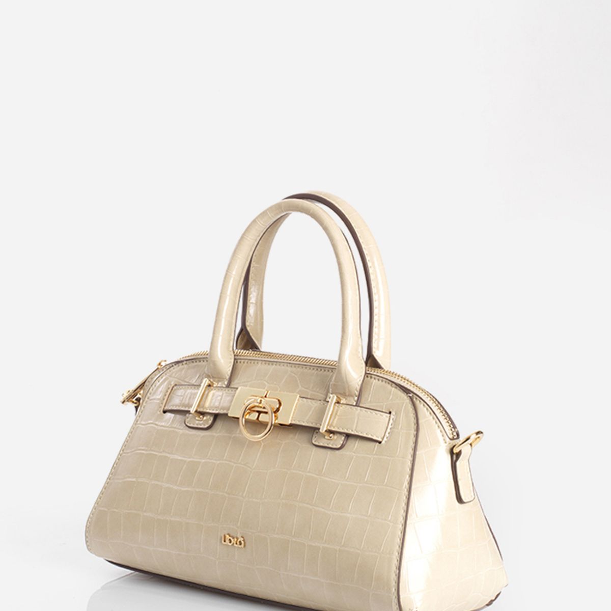 LIOLA - Cartera Mediana, Simil Crocco, Beige Liola