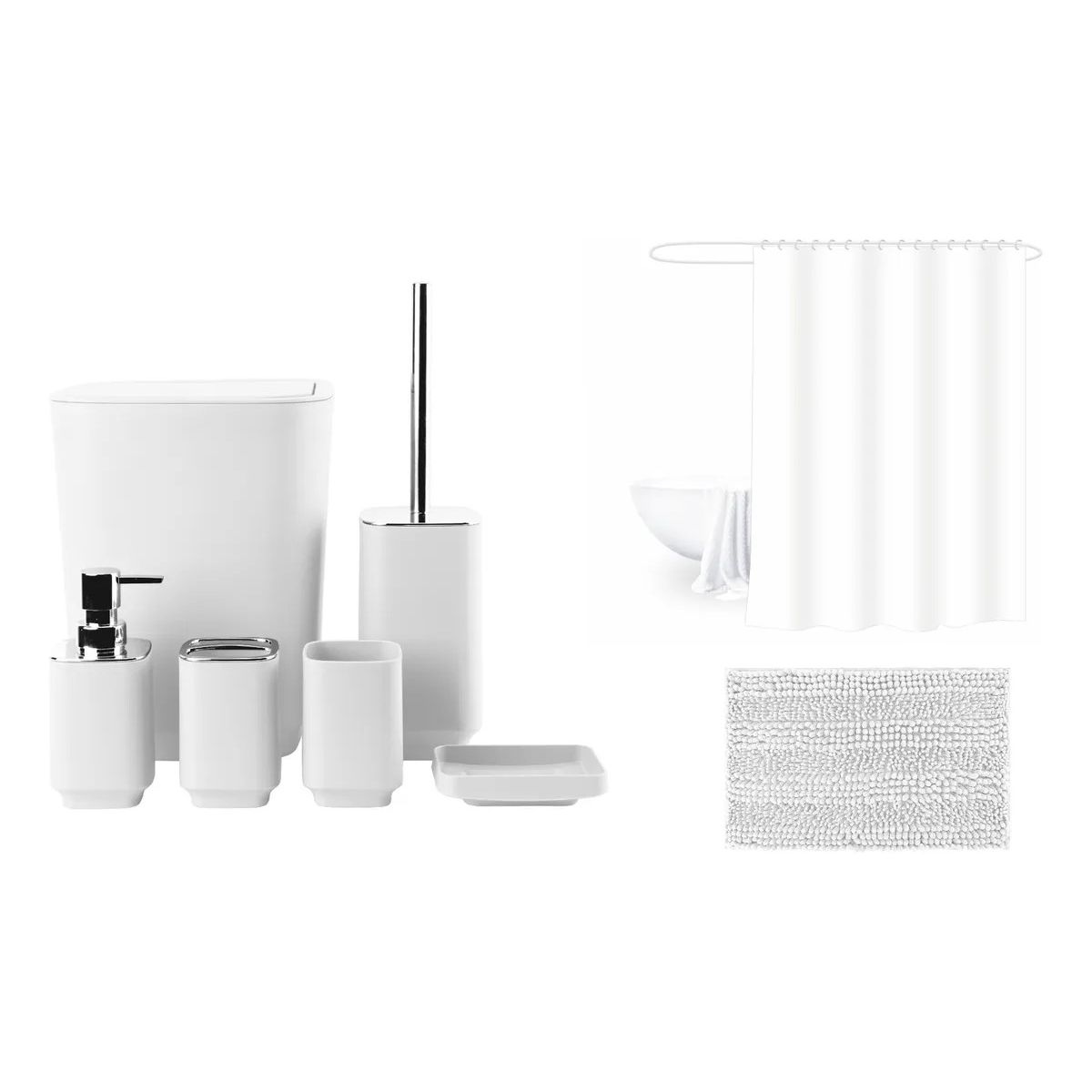 GENERICO - Set Juego De Baño 8 Piezas Alfombra Baño Eva Cortina Baño BELUG