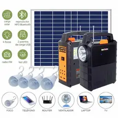 MOVI - KIT SOLAR DE EMERGENCIA, HASTA 50 HRS DE DURACIÓN CON 4 AMPOLLETAS LED, 2 LINTERNAS,RADIO,BLUETOOTH,