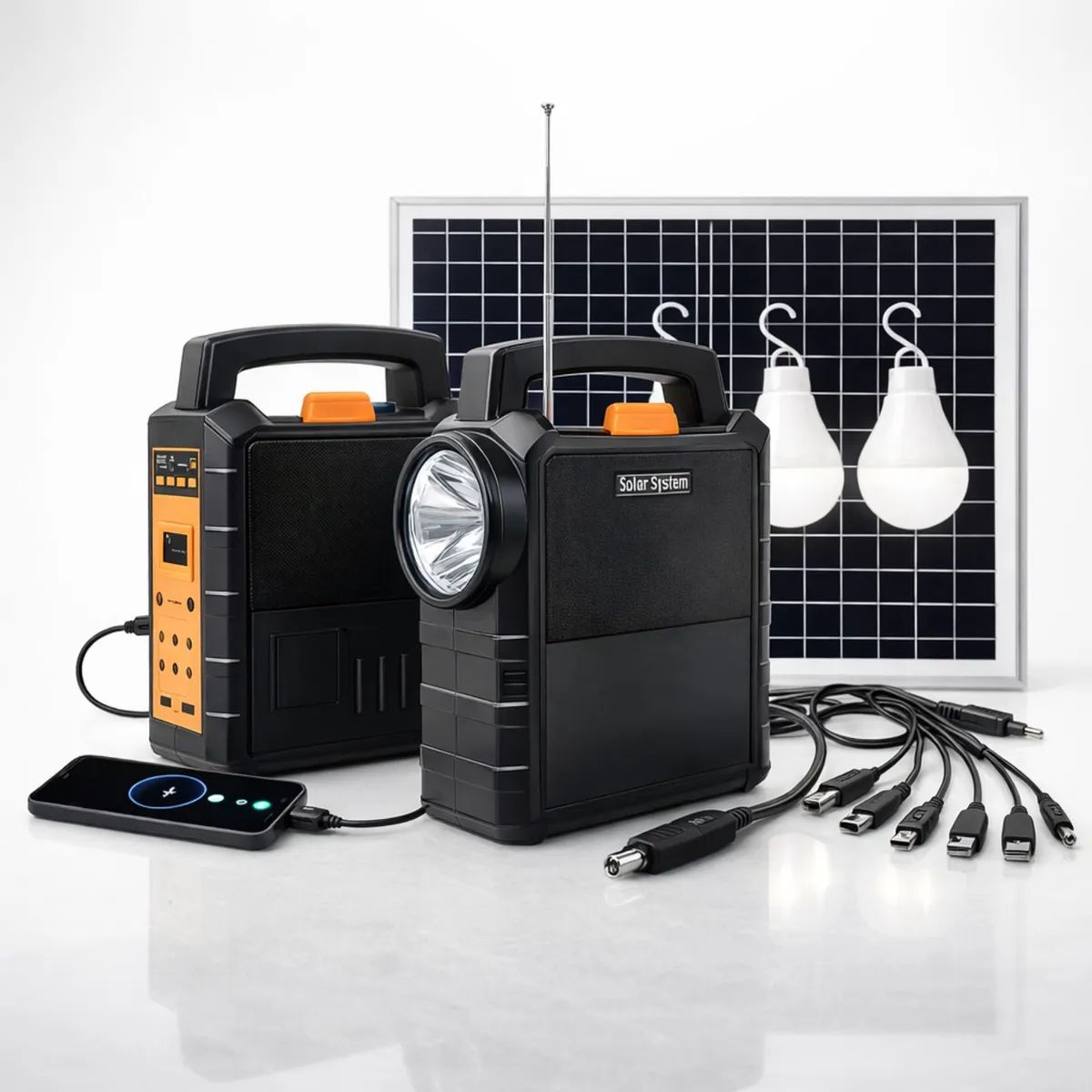 MOVI - Kit Solar de Emergencia Portátil con 50 horas de autonomía (Linterna, Radio y Cargador USB)