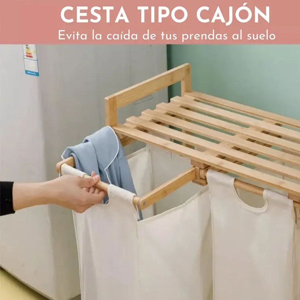GENERICO - Cesta Canasto De Ropa Sucia Con Soporte De Bambu