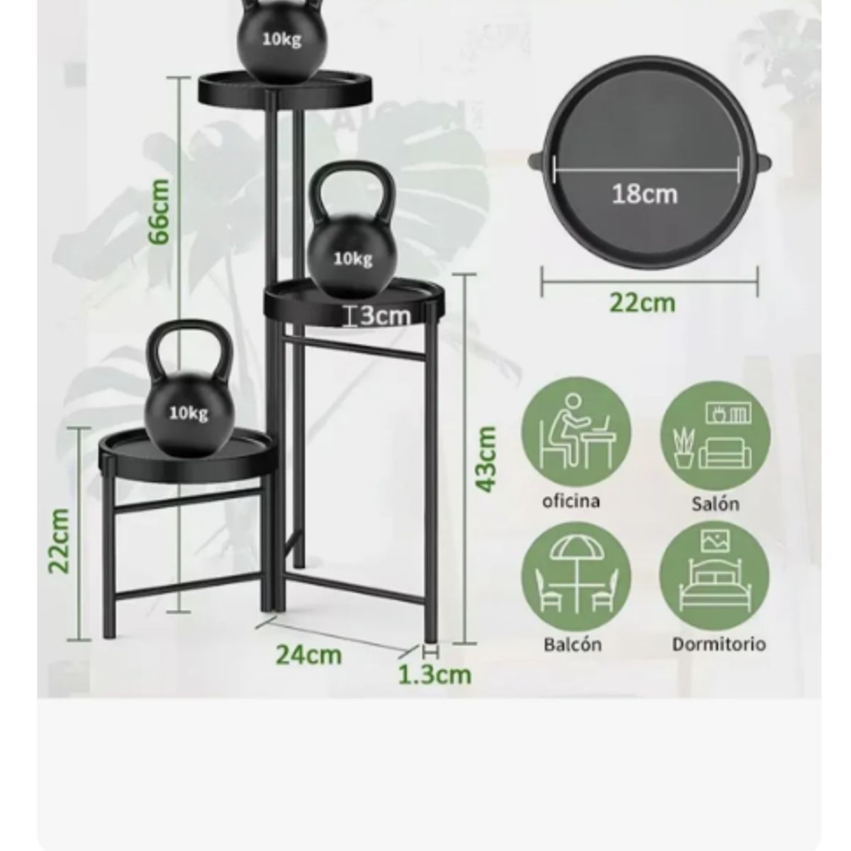 GENERICO - Set Organizador 3 Pedestal Porta Macetero Desmontable