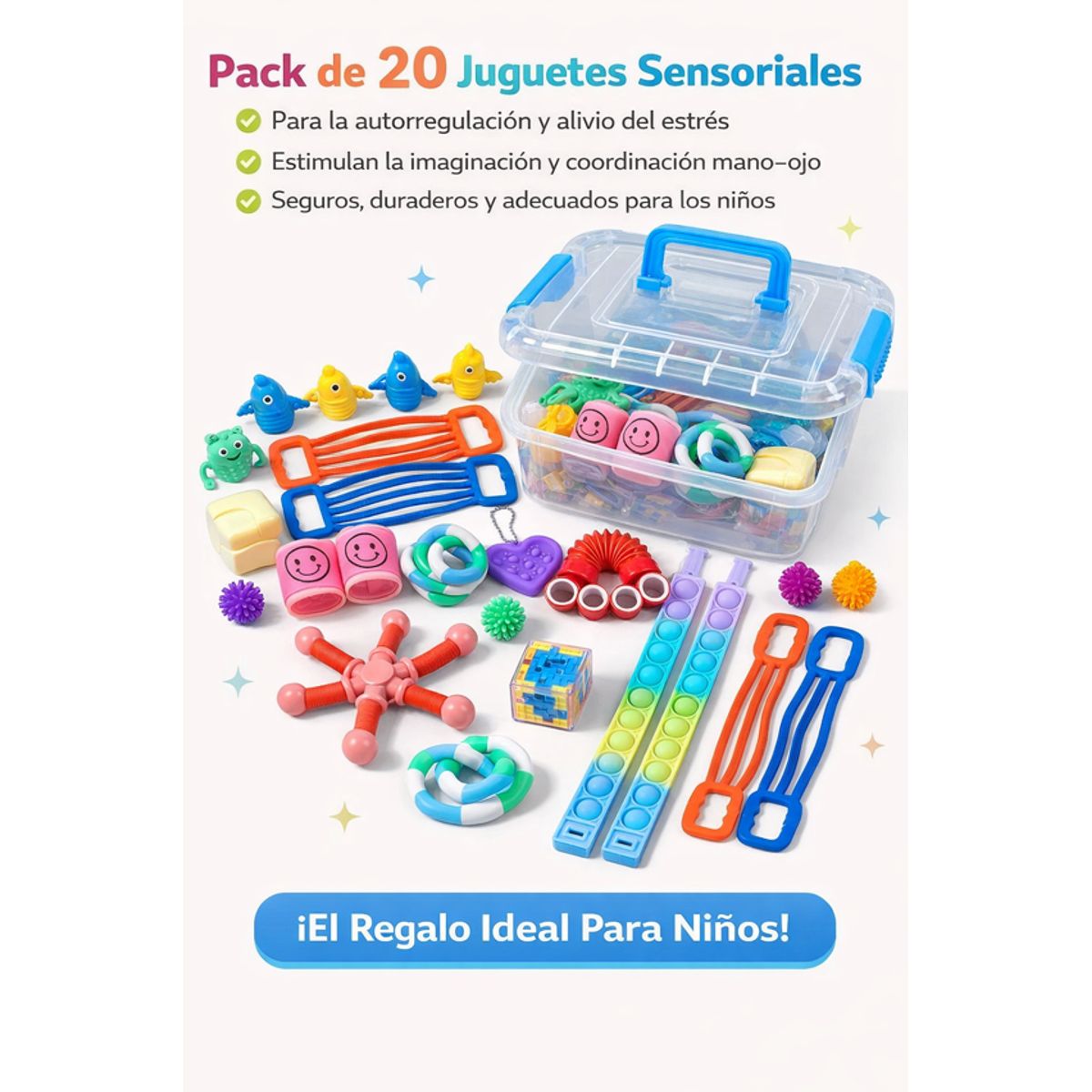 GENERICO - Caja Juguetes Sensoriales Con Texturas Para Niños Tdah Y Tea Multicolor