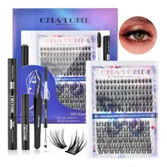 GENERICO - Kit Pestañas Postizas Racimos Individuales 8-16mm Rizo Diy Pegamento 8ml Removedor 5ml