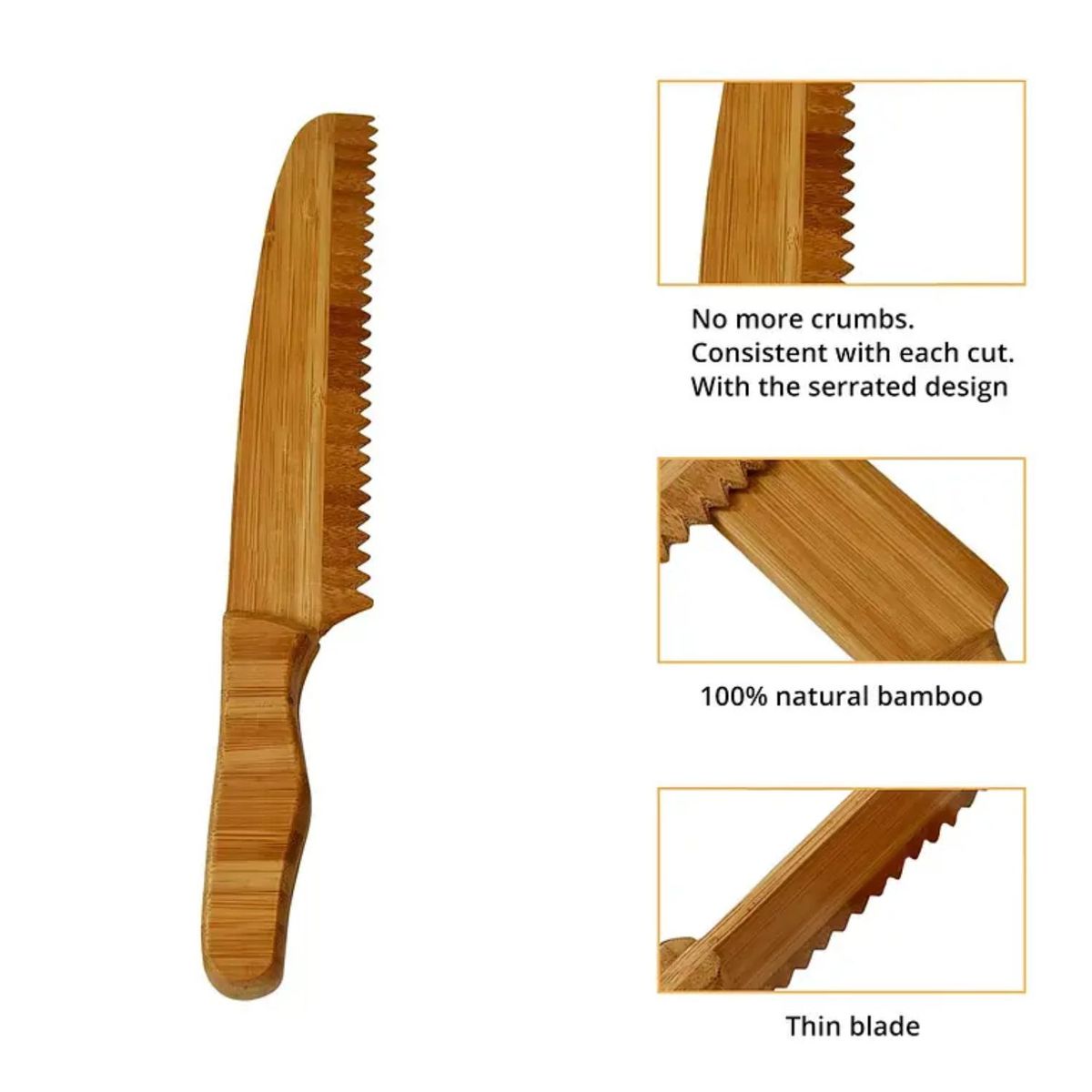 GENERICO - Cuchillo Sierra Bambu Para Pan Cortador Cocina