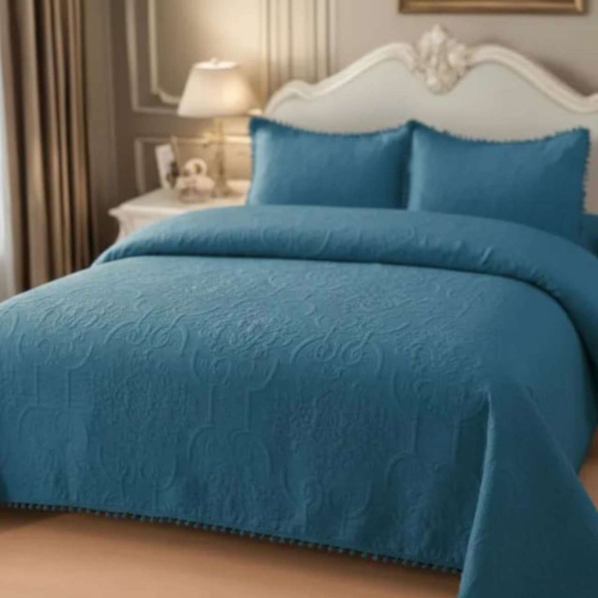 GENERICO - Cubrecama Quilt Primavera Verano con Pompones 2 Plazas