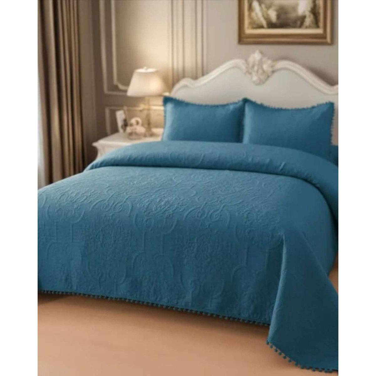 GENERICO - Cubrecama Quilt Primavera Verano con Pompones 2 Plazas