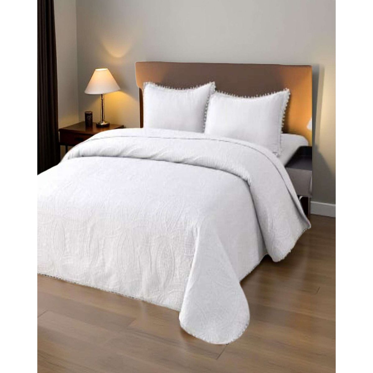 GENERICO - Cubrecama Quilt Primavera Verano con Pompones 2 Plazas