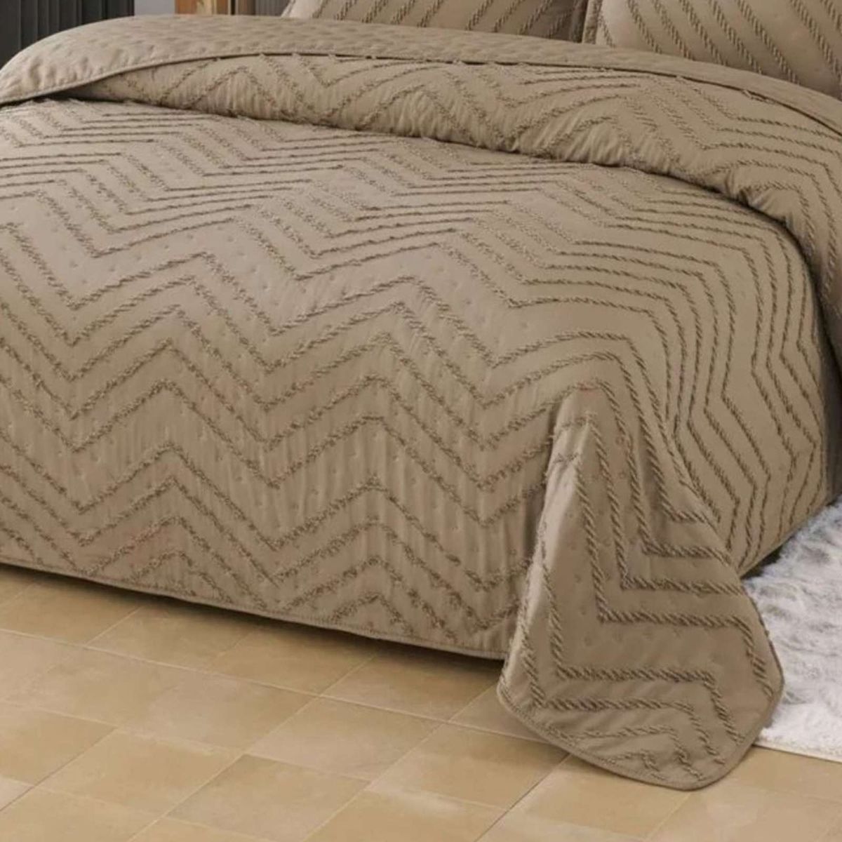 GENERICO - Cubrecama Quilt Moderno de verano Diseño Chevron plaza y media