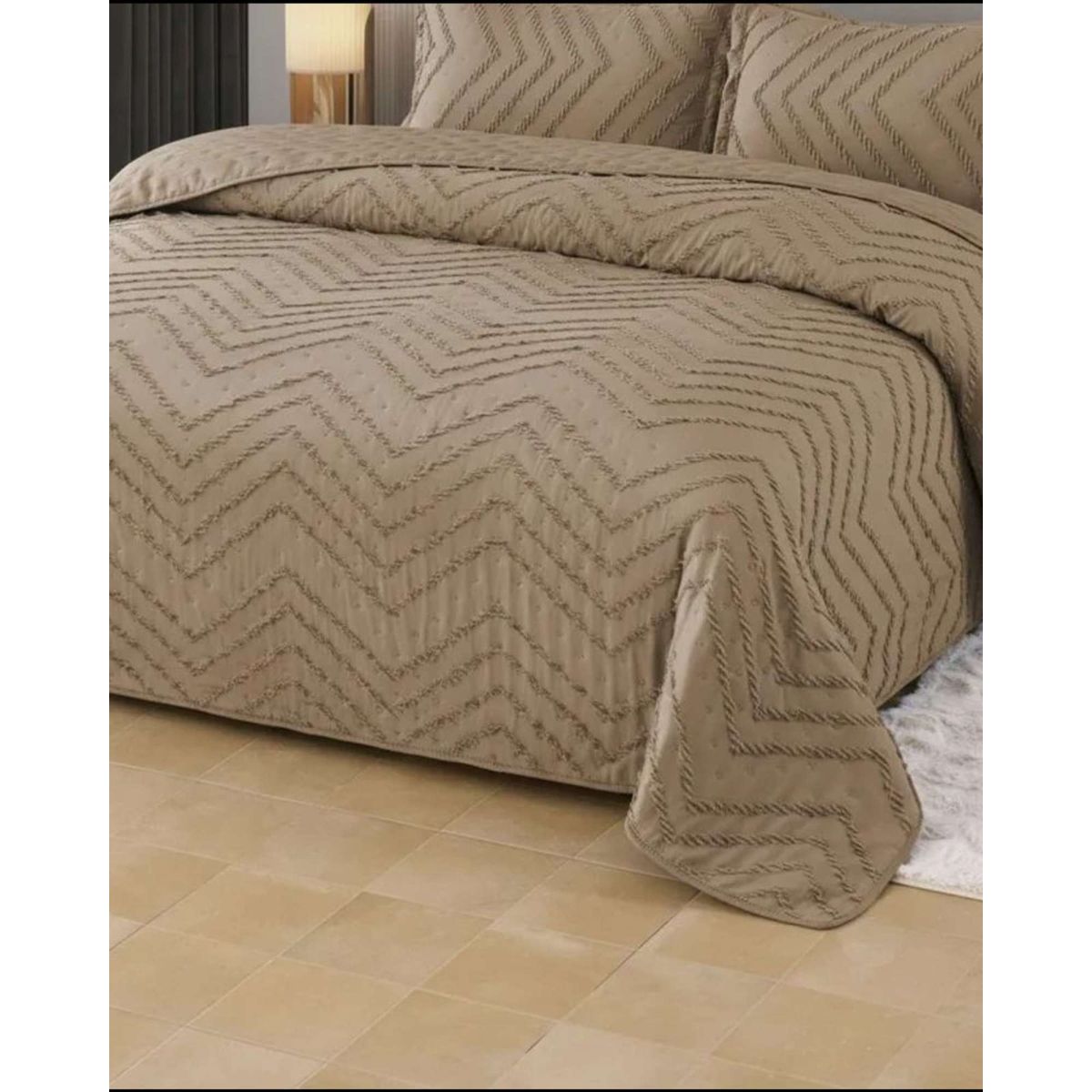 GENERICO - Cubrecama Quilt Moderno de verano Diseño Chevron plaza y media