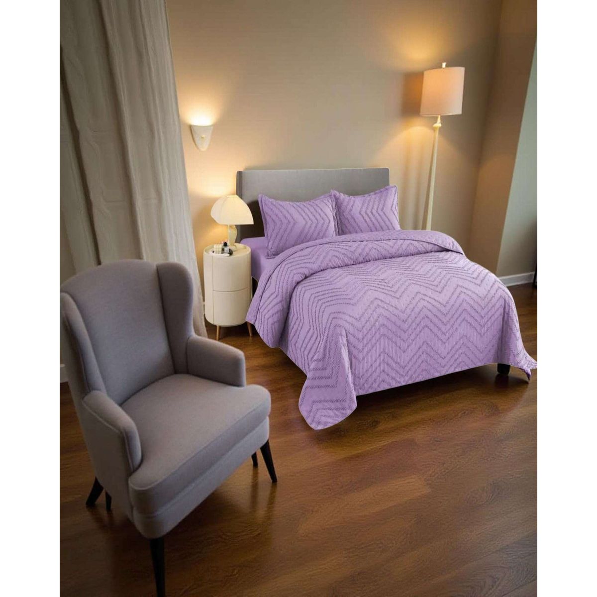 GENERICO - Cubrecama Quilt Moderno de verano Diseño Chevron 2 Plazas