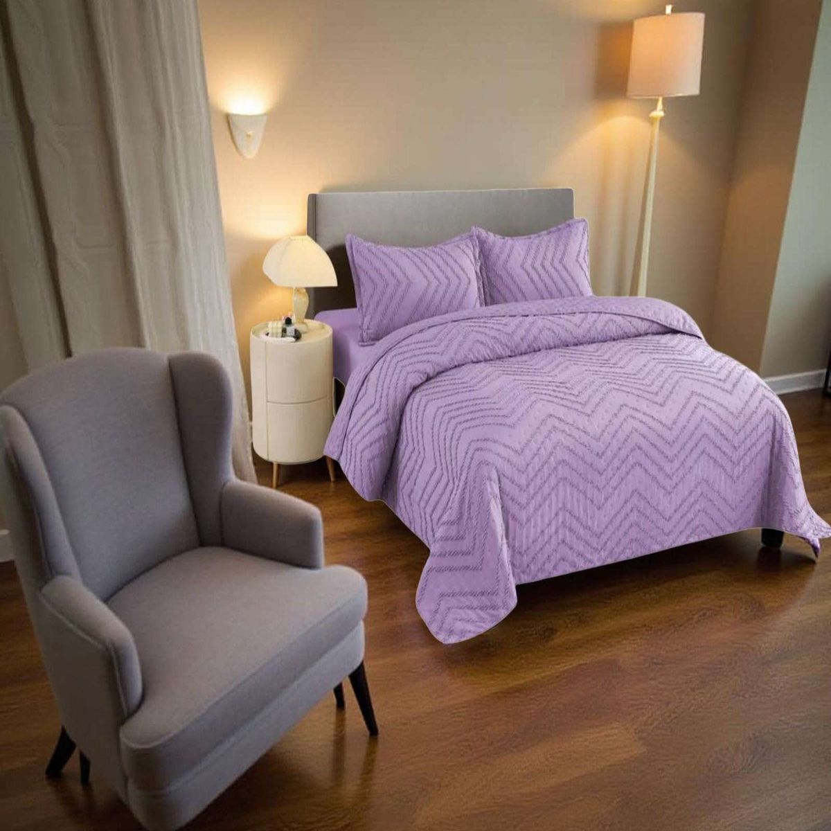 GENERICO - Cubrecama Quilt Moderno de verano Diseño Chevron king-super king