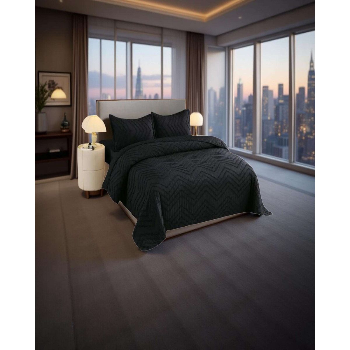 GENERICO - Cubrecama Quilt Moderno de verano Diseño Chevron king-super king