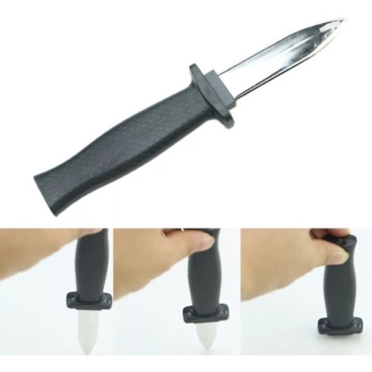 GENERICO - Cuchillo Plástico Retractil ( Juguete Broma Halloween) Negro