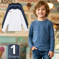 UTILISIMO - Polera Camiseta Bambú Cuello Redondo Primera Capa Manga Larga Colores Surtido Niño