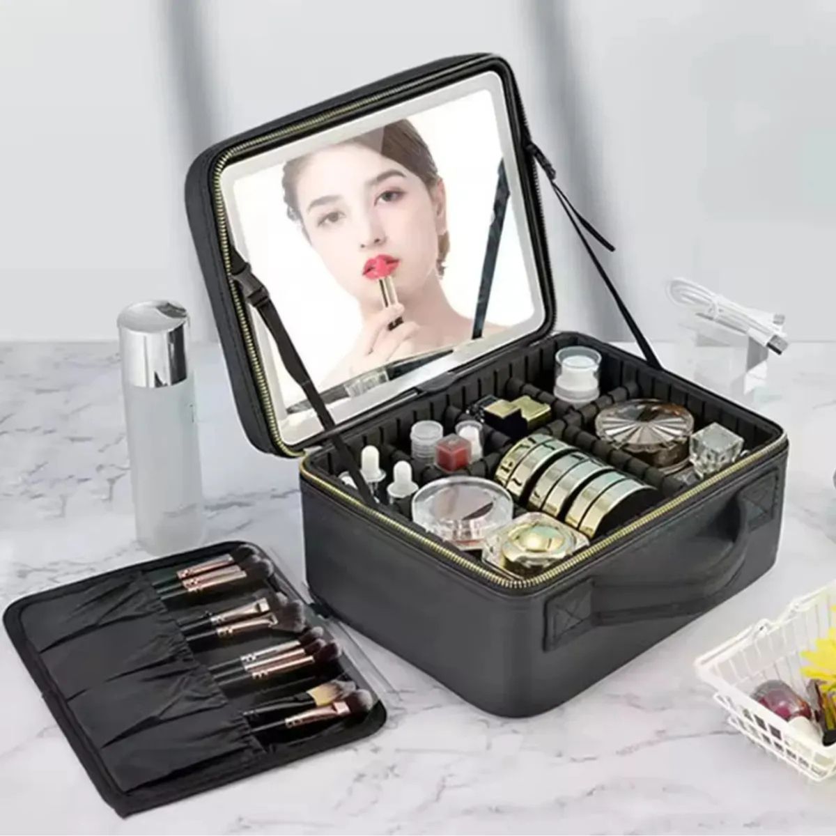 GENERICO - Bolso De Maquillaje Cosmetiquero Con Luz Led Recargable