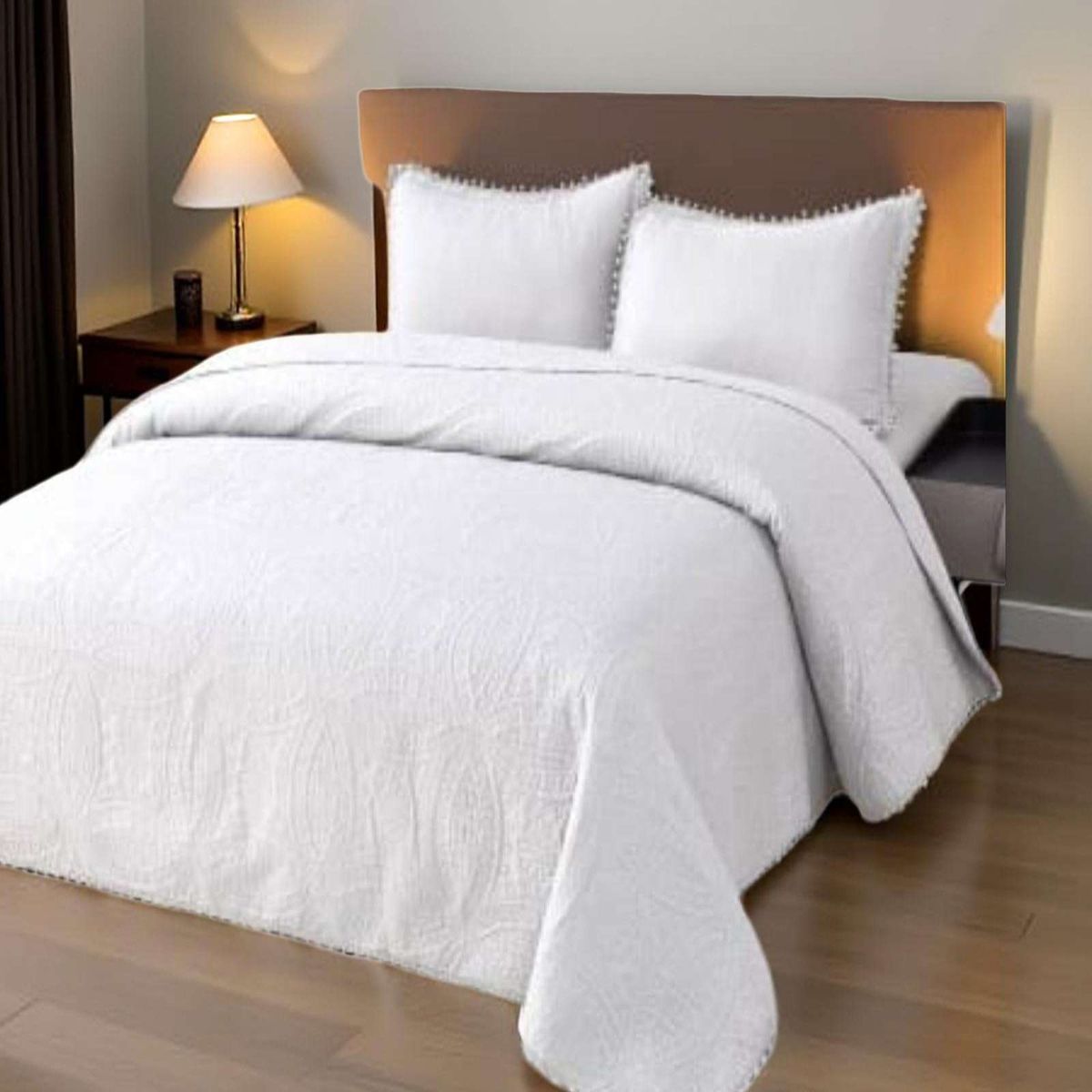 GENERICO - Cubrecama Quilt Primavera Verano con Pompones Plaza y media
