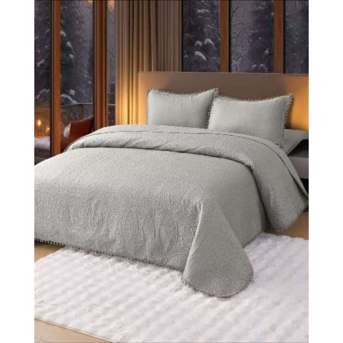 GENERICO - Cubrecama Quilt Primavera Verano con Pompones 2 Plazas