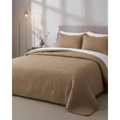 GENERICO - Cubrecama Quilt Primavera Verano con Pompones 2 Plazas