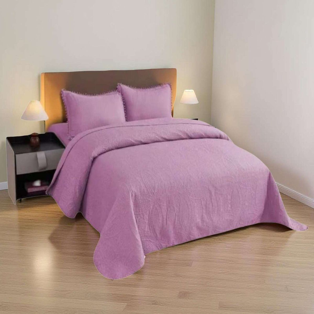 GENERICO - Cubrecama Quilt Primavera Verano con Pompones 2 Plazas