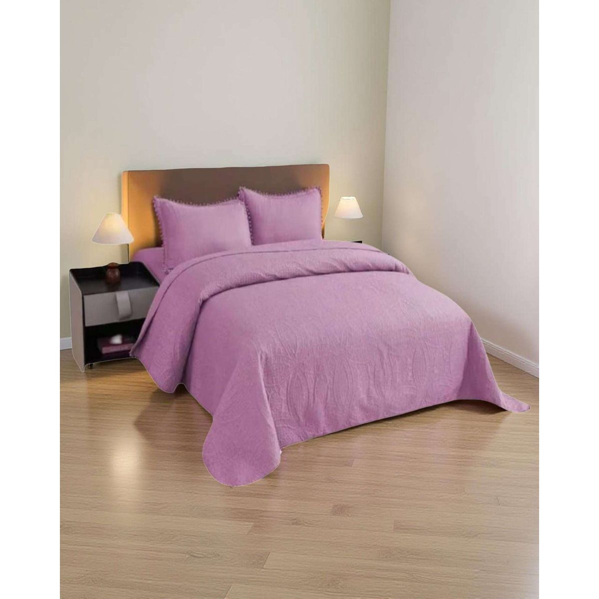 GENERICO - Cubrecama Quilt Primavera Verano con Pompones 2 Plazas